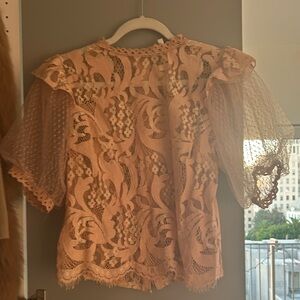Chic Lace Blouse in Soft Peach